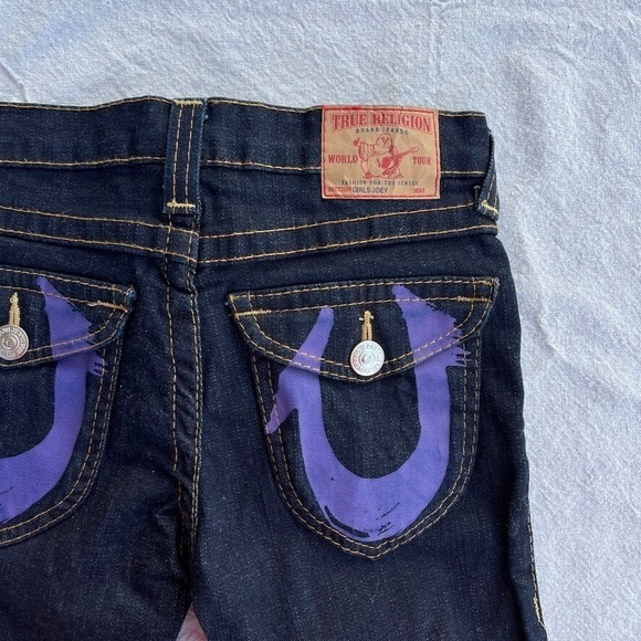 TRUE RELIGION Joey PURPLE‎  FLAP CLOSER POCKET WOMENS JEANS SIZE 14 - Picture 6 of 8